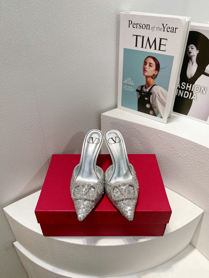 Valentino Sequins Pumps Silver SNV073003