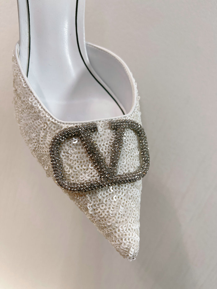 Valentino Sequins Pumps White SNV073003