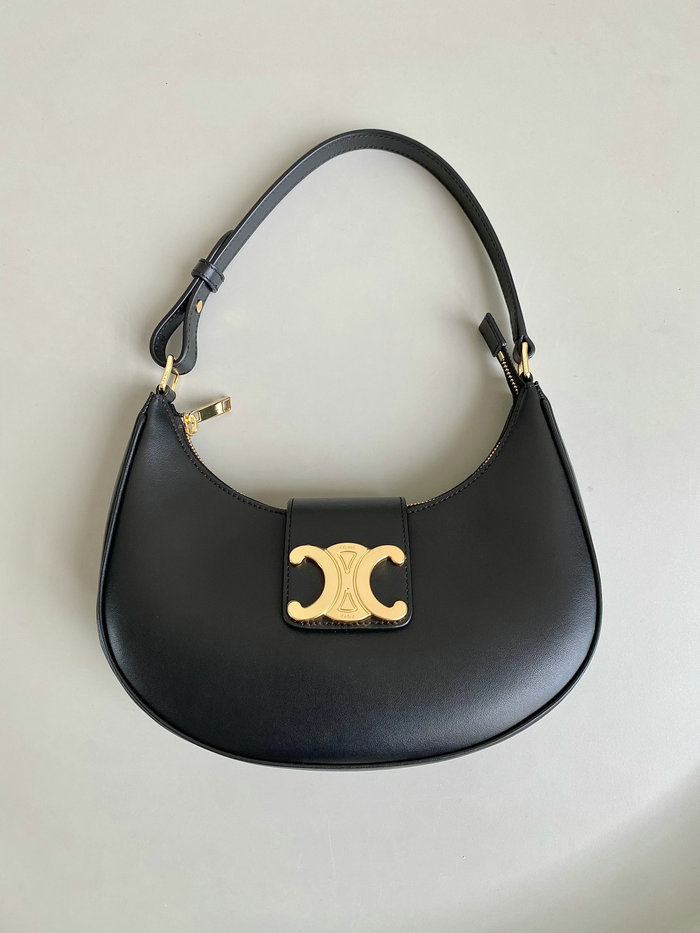 Celine Ava Triomphe Soft Bag Black C35033