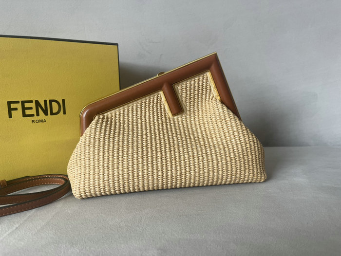 Fendi First Small Natural straw bag C129