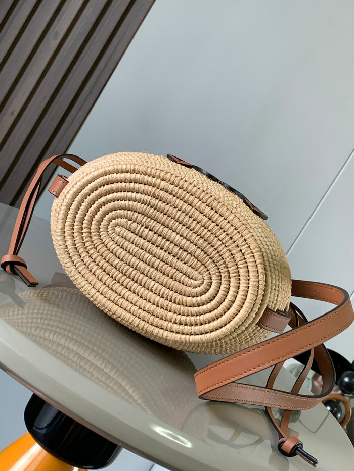 Loewe Beehive Basket bag in raffia and calfskin L8002