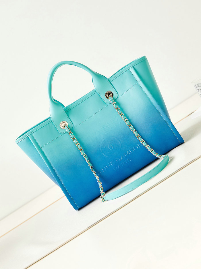 Small Chanel Calfskin Shopping Bag Blue AS3257