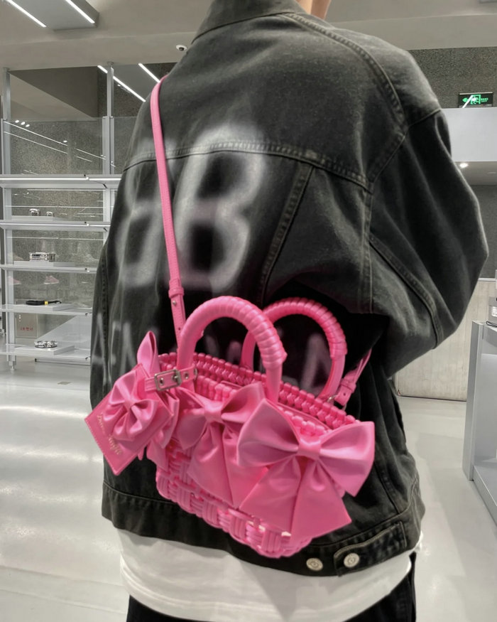 Balenciaga XXS Bistro Basket Tote Bag Pink B678028