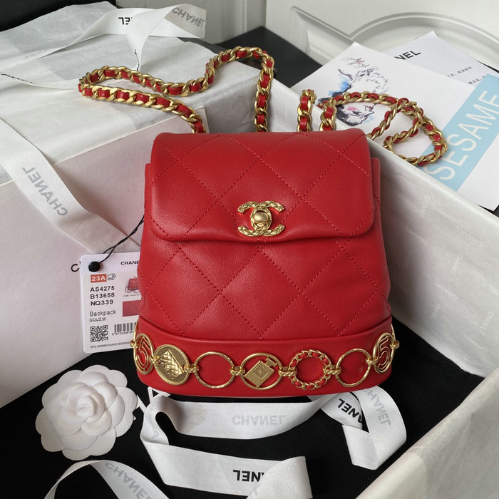 Chanel Calfskin Small Backpack Red AS4275