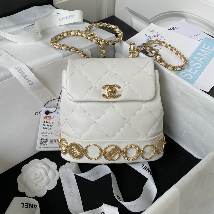 Chanel Calfskin Small Backpack White AS4275