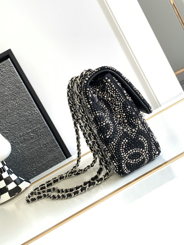 Chanel Small Flap Evening Bag With Crystal Black AS23