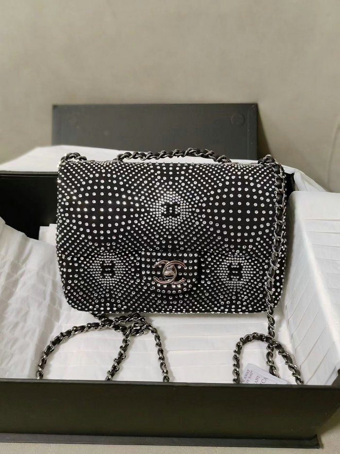 Chanel Small Flap Evening Bag With Crystal Black AS2320