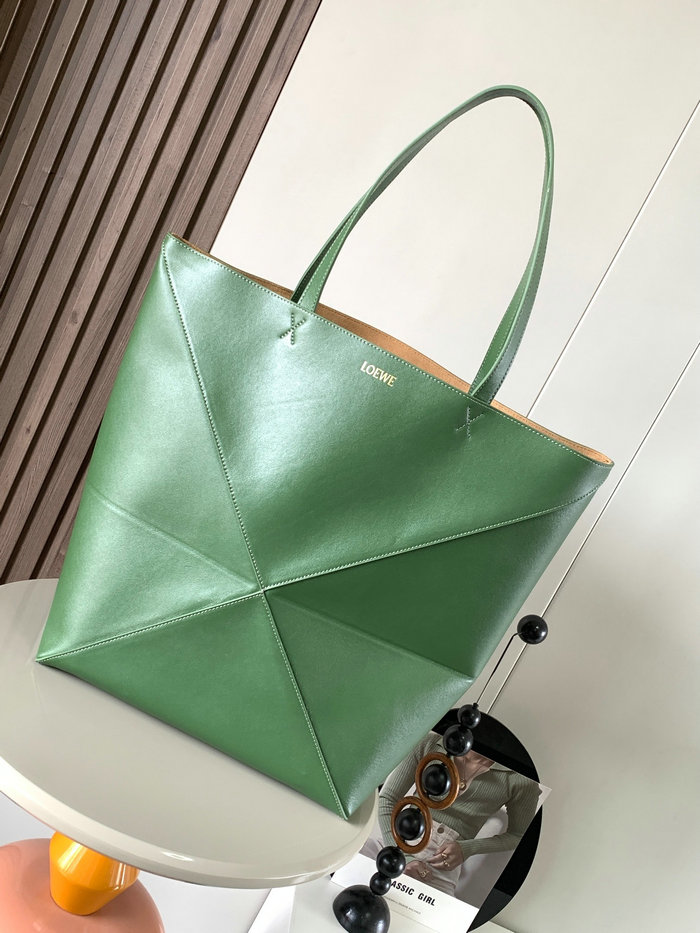 Loewe Large Puzzle Fold Tote Green L9033