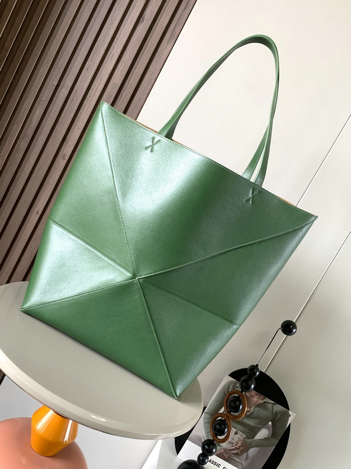 Loewe Large Puzzle Fold Tote Green L9033