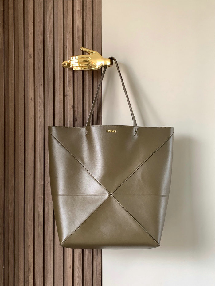 Loewe Large Puzzle Fold Tote Khaki L9033