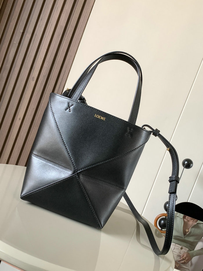 Loewe Mini Puzzle Fold Tote Black L9030