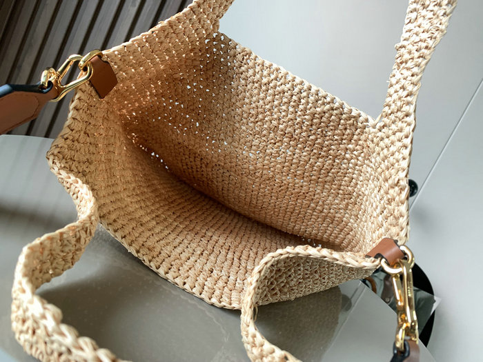 Loewe Slit Raffia & Calfskin Tote L8003