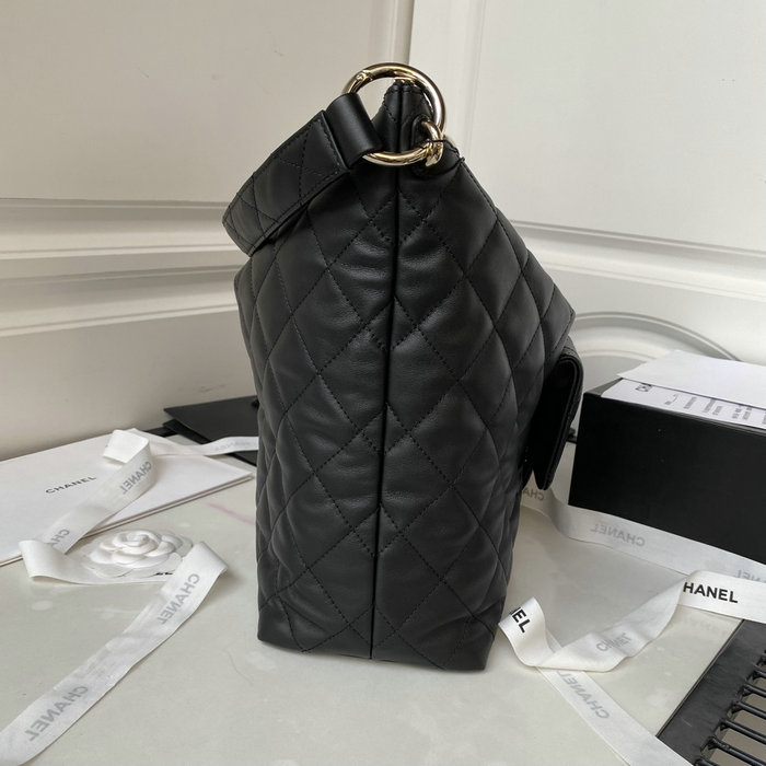 Medium Chanel Calfskin Hobo Bag Black AS4339