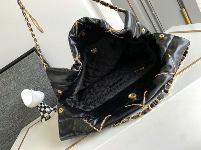 Medium Chanel Shiny Calfskin 22 Handbag Black AS3261