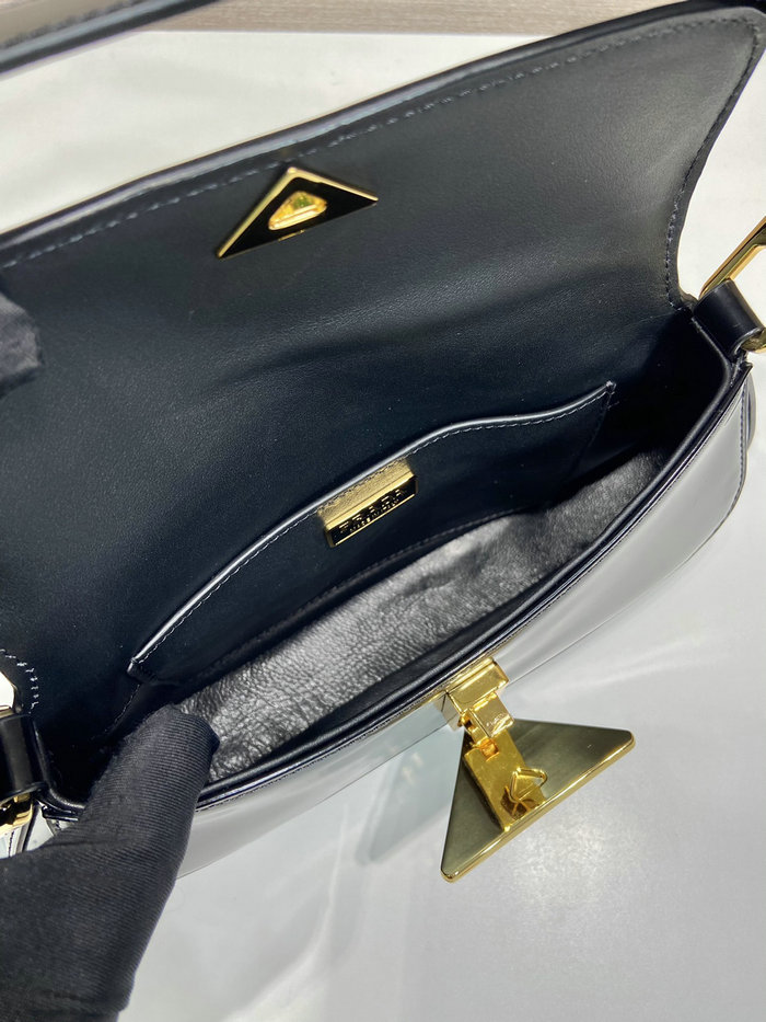 Prada Brushed leather shoulder bag Black 1BD345