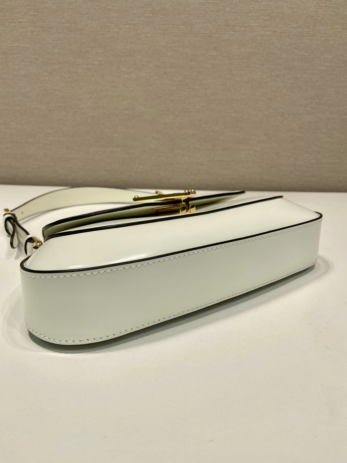 Prada Brushed leather shoulder bag White 1BD345