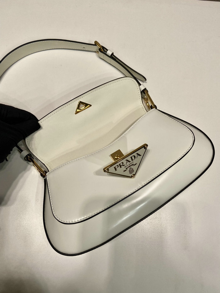 Prada Brushed leather shoulder bag White 1BD345