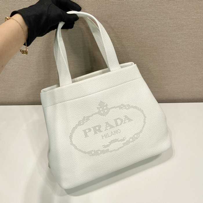 Prada Carved Logo Tote Bag White 1BC384