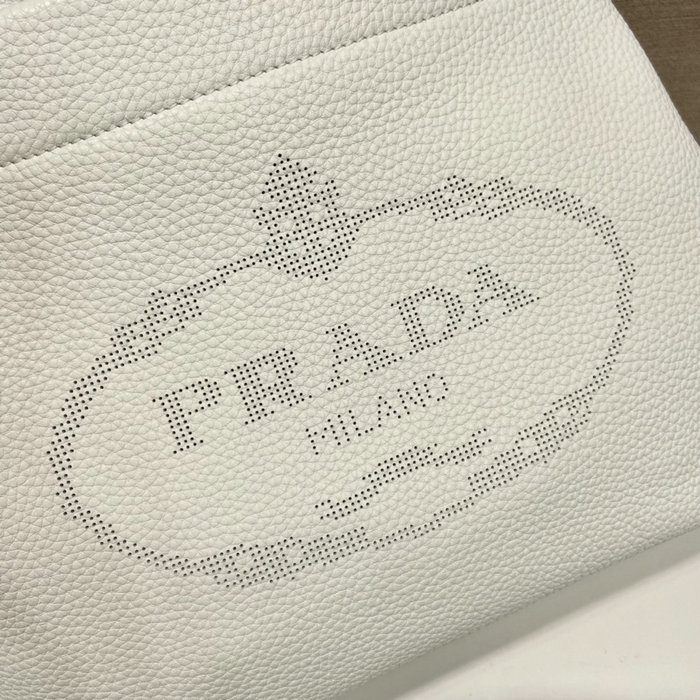 Prada Carved Logo Tote Bag White 1BC384