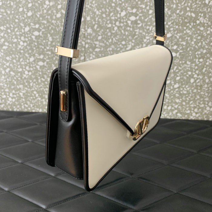 Valentino Garavani Shoulder Letter Bag White and Black V5080