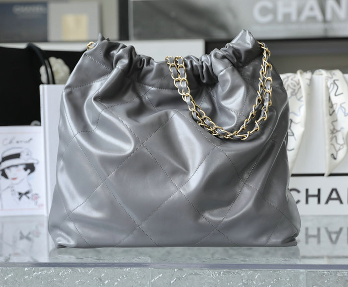 Chanel 22 Shiny Calfskin Handbag Grey AS3261