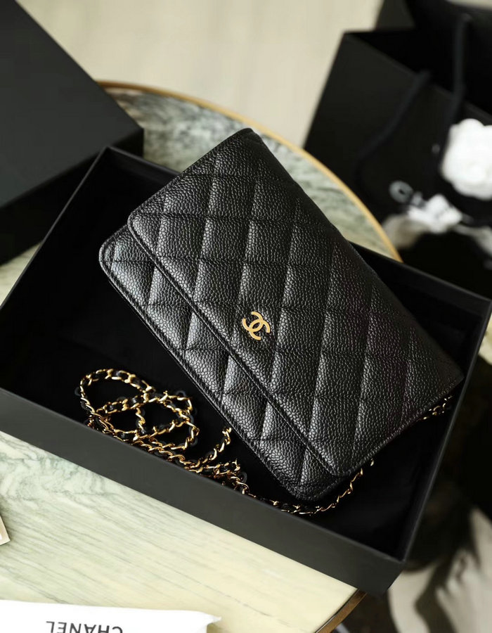 Chanel Caviar Woc Chain Wallet Black With Gold Hardware A33814