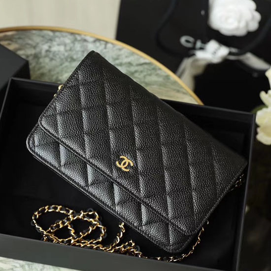 Chanel Caviar Woc Chain Wallet Black With Gold Hardware A33814