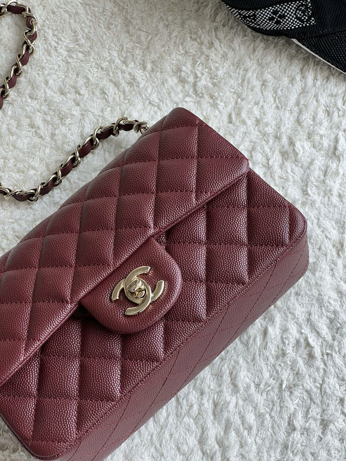 Classic Chanel Grain Calfskin Small Flap Bag Burgundy CF1116