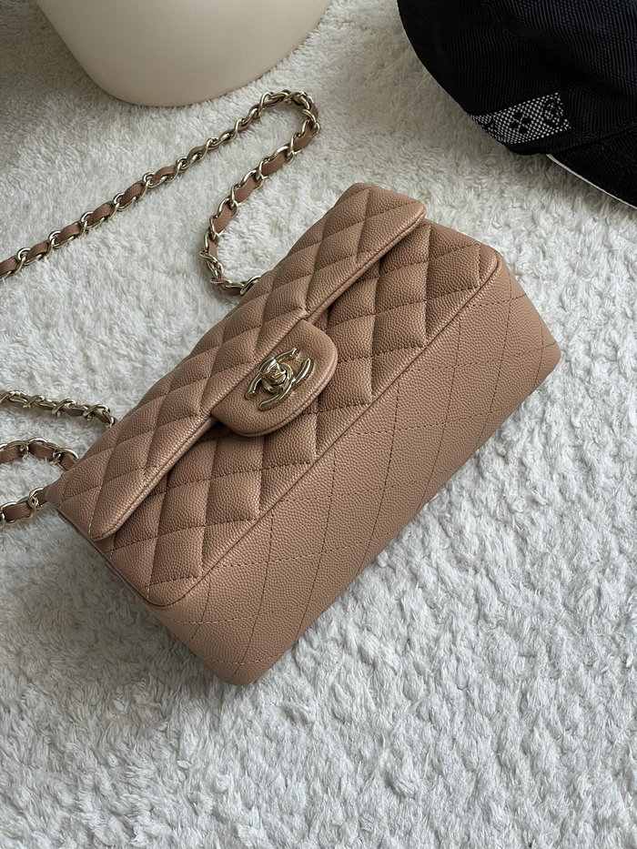 Classic Chanel Grain Calfskin Small Flap Bag Nude CF1116