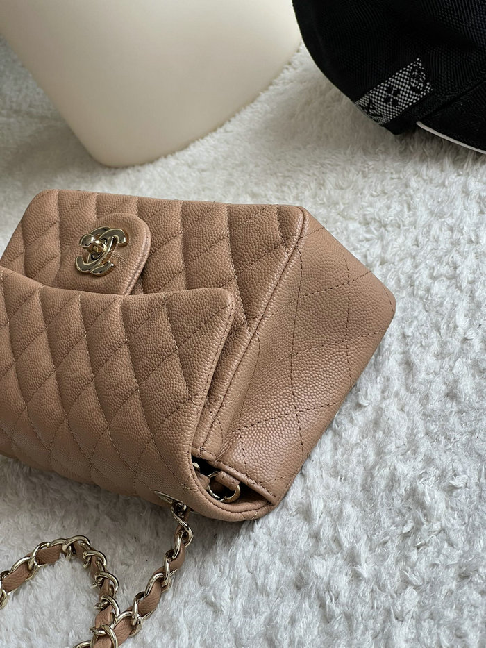 Classic Chanel Grain Calfskin Small Flap Bag Nude CF1116