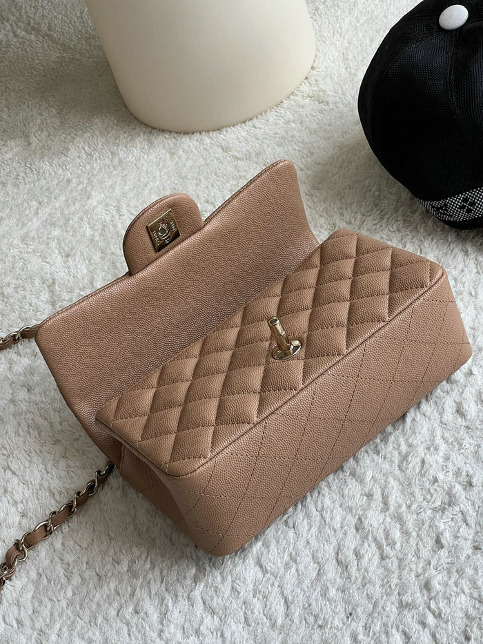 Classic Chanel Grain Calfskin Small Flap Bag Nude CF1116