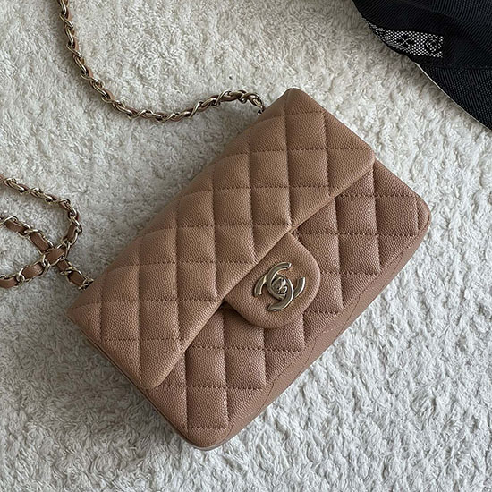 Classic Chanel Grain Calfskin Small Flap Bag Nude CF1116