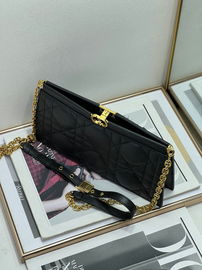 Dior Caro Colle Noire Clutch With Chain Black D8803