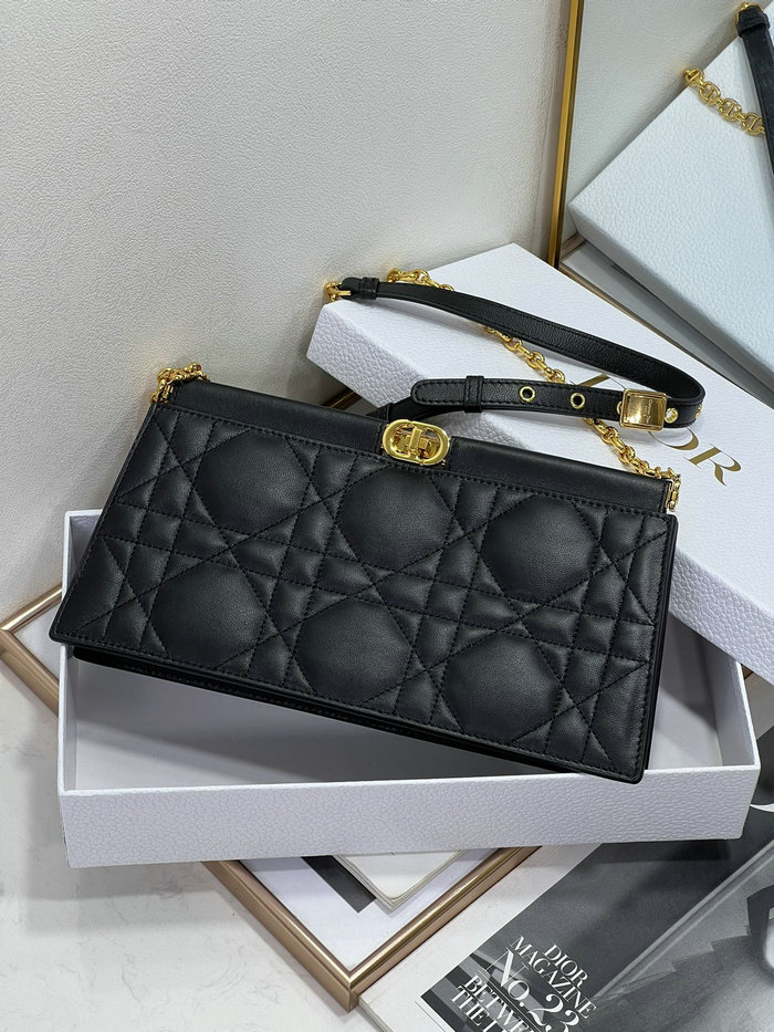 Dior Caro Colle Noire Clutch With Chain Black D8803