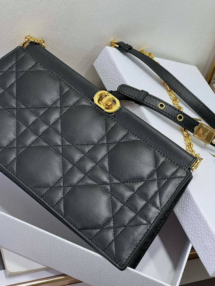 Dior Caro Colle Noire Clutch With Chain Black D8803