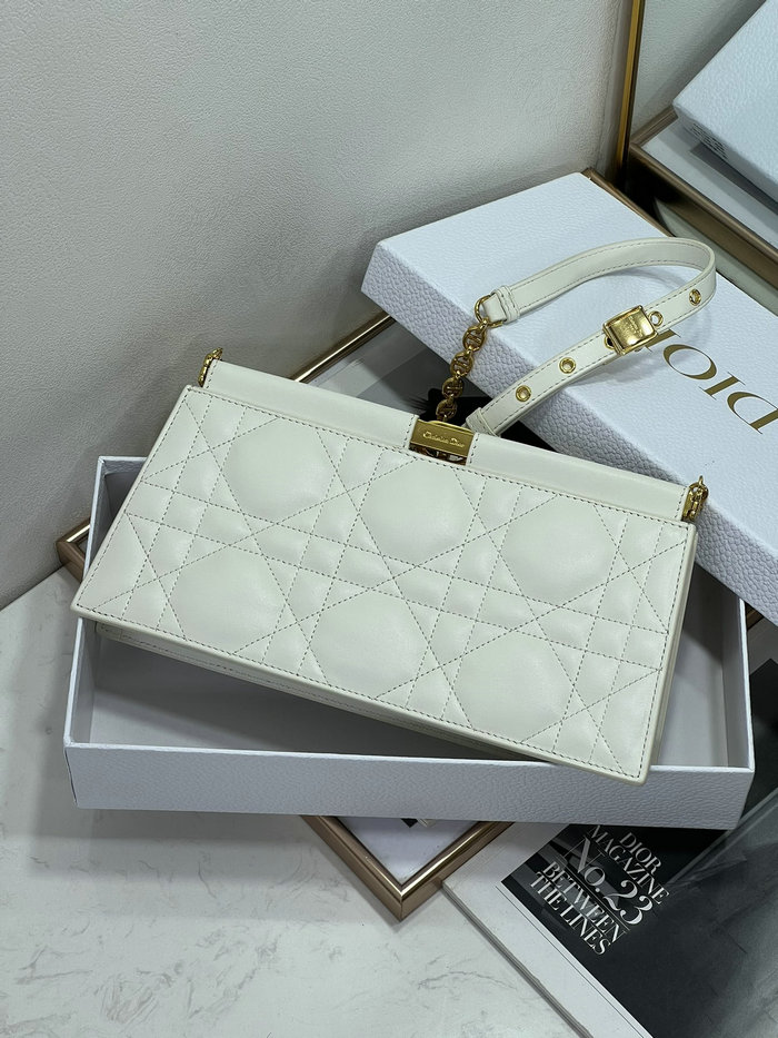 Dior Caro Colle Noire Clutch With Chain White D8803