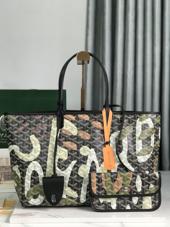 Goyard Saint Louis Tote with Print Black G6001