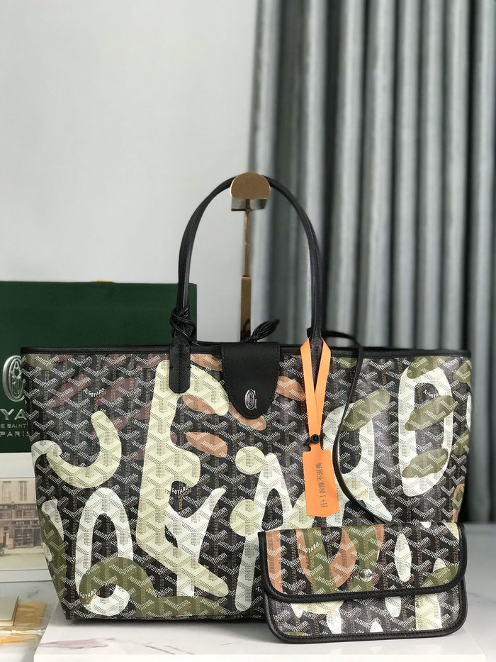 Goyard Saint Louis Tote with Print Black G6001