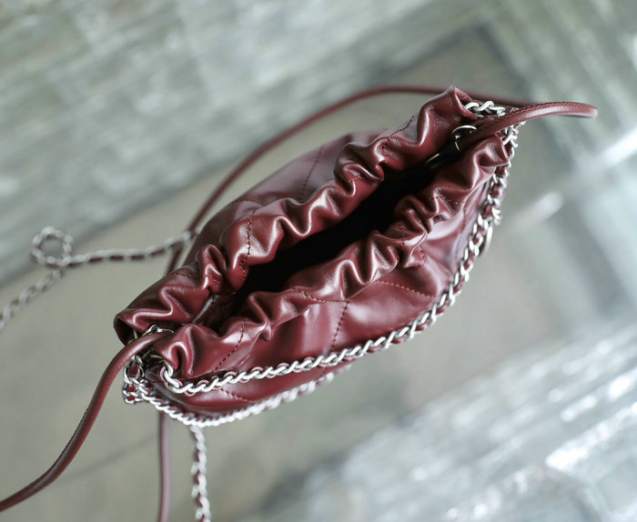 Mini Chanel 22 Handbag Burgundy AS3980