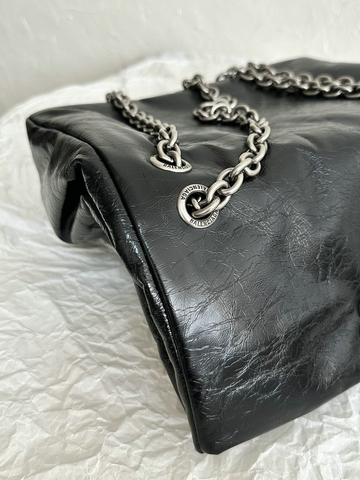 Balenciaga Monaco Small Chain Bag Black with Silver B765966