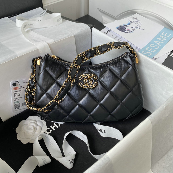 Chanel Calfskin Hobo Bag Black AS4422