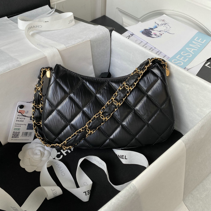 Chanel Calfskin Hobo Bag Black AS4422