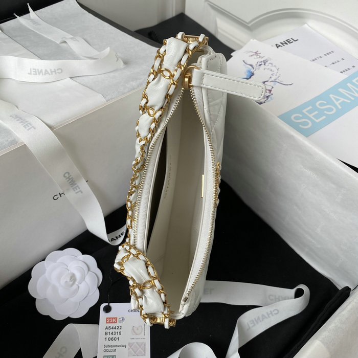 Chanel Calfskin Hobo Bag White AS4422