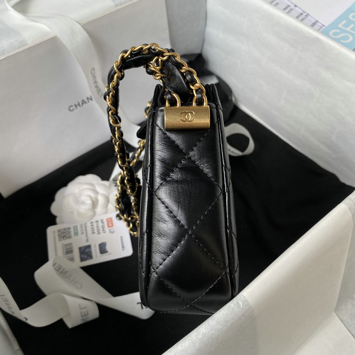 Chanel Calfskin Small Hobo Bag Black AP3647