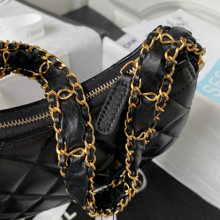 Chanel Calfskin Small Hobo Bag Black AP3647