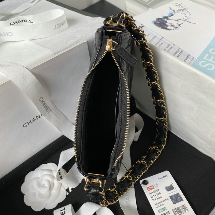 Chanel Calfskin Small Hobo Bag Black AP3647