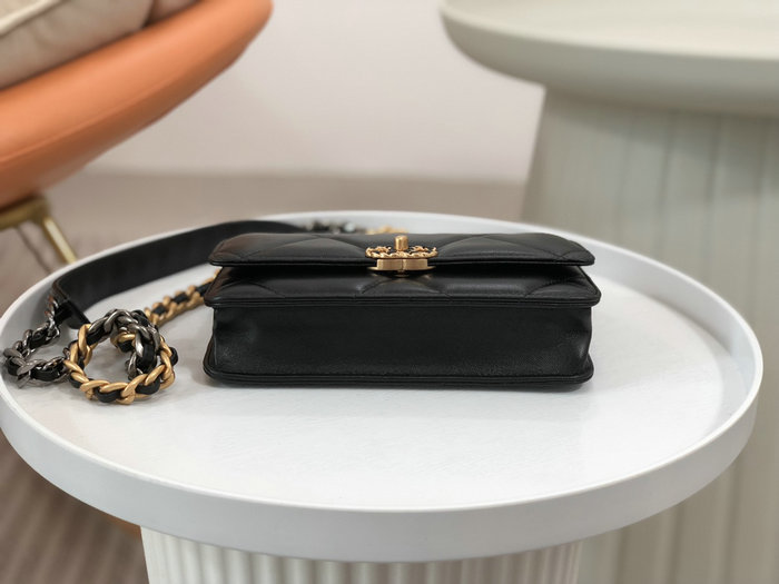 Chanel Lambskin WOC Chain Wallet Black AS0957