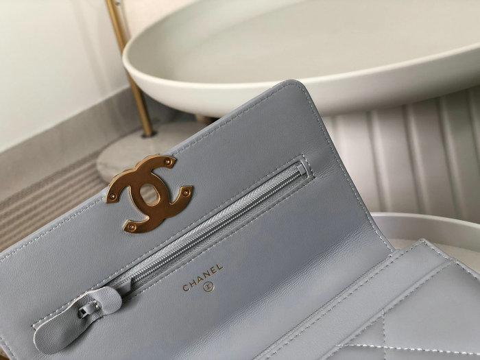 Chanel Lambskin WOC Chain Wallet Grey AS0957