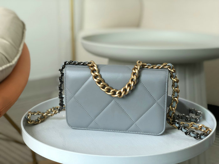 Chanel Lambskin WOC Chain Wallet Grey AS0957