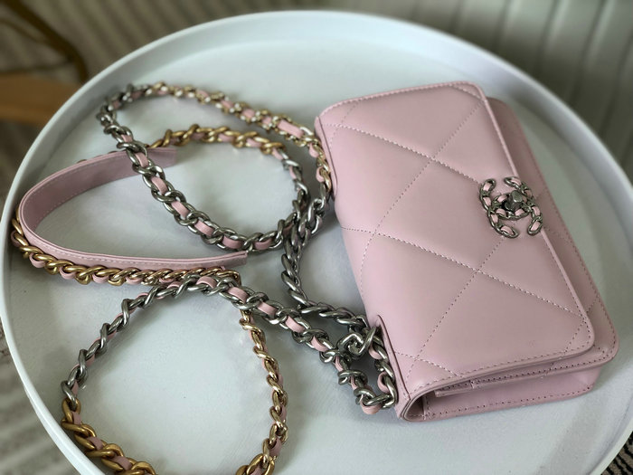 Chanel Lambskin WOC Chain Wallet Pink AS0957